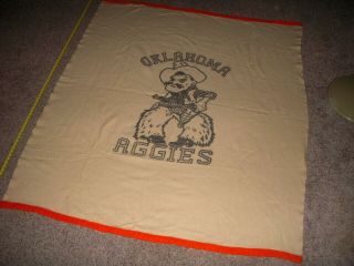 Vintage Oklahoma State Aggies " Pistol Pete " Huge Blanket (o.  S.  U. )