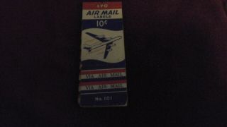 Booklet Of 160 Vintage Via Air Mail Labels No.  101 10 Cent Book Old Airplane