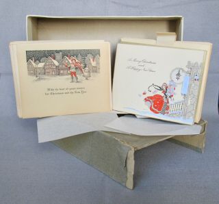 Old Vintage Christmas 1920s - 1930s Greeting Cards,  Lined Envelopes