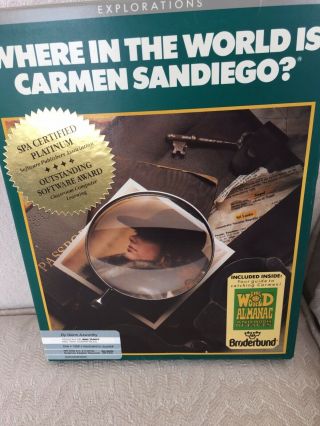 Broderbund " Where In The World Is Carmen Sandiego? " Vintage 1990 Pc Video Game