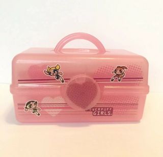 2000 Powerpuff Girls Vintage Make Up Caddy Container W/ Inside Tray - Htf - Euc
