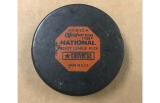 Vintage 1970 Buffalo Sabres Official NHL CCM Art Ross Tyer Converse Hockey Puck 2