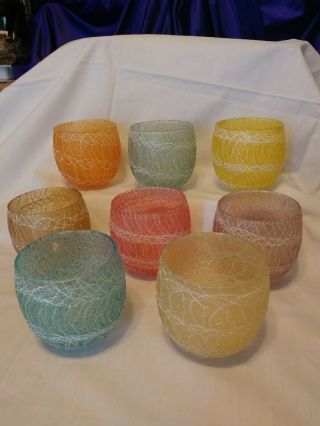 8 Vintage Spaghetti String Roly Poly Glasses Multi Colors