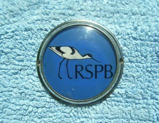 Vintage 1970s Royal Society For Protection Of Birds Car Badge - Rspb Avocet Emblem