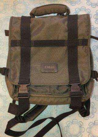 Vintage Kipling Hacker Dark Green Black Backpack Laptop Bag Messenger Euc