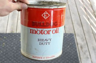 Vintage Bulldog Motor Oil Heavy Duty Eatons Of Canada 1 Gallon Can Advertising