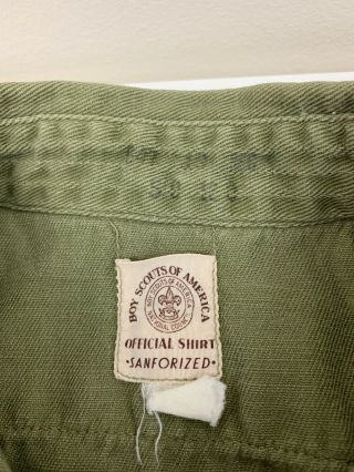 VTG 60 ' s Official Boy Scouts Of America Olive Green Shirt Youth Size Sanforized 4