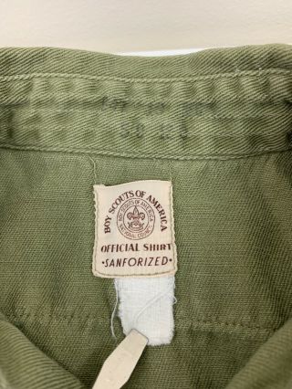 VTG 60 ' s Official Boy Scouts Of America Olive Green Shirt Youth Size Sanforized 5