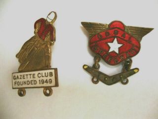 Two Vintage Speedway Supporters Club Enamel Badge Pin Odsal 1949 & Gazette
