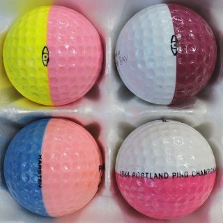 4 Vintage Ping Eye Golf Balls - All Different Colors