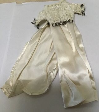 Vtg Barbie Clone Satin,  Lace,  Beaded,  Wedding Gown,  1950’s,  60’s