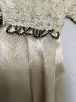VTG BARBIE CLONE SATIN,  LACE,  BEADED,  WEDDING GOWN,  1950’s,  60’s 4