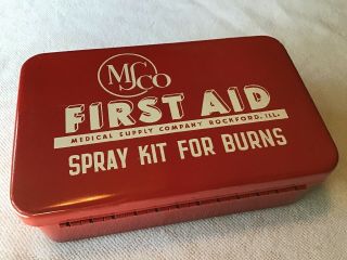 Vintage First Aid Kit Metal Box Msco Medical Supply Company Red Waterproof
