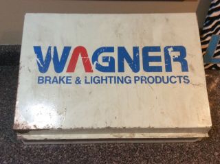Vintage Wagner Lighting Products Auto Parts Cabinet Display Metal Sign