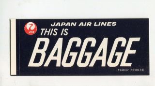 Vintage Airline Luggage Label Sticker Japan Airlines Jal This Is Baggage