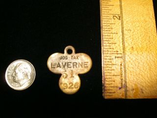 Old Vintage Brass 1926 Laverne Oklahoma Dog Tax Tag License 51