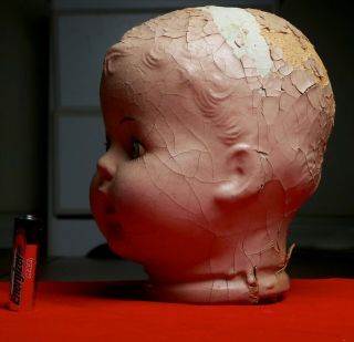 Vintage Antique Large Composition Baby Doll Head Scary Horror Halloween Prop 3