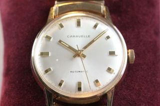 Mens Vintage Caravelle Automatic Watch With Stainless Steel Stretch Band