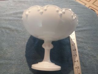 Vintage White Milk Glass Teardrop Pedestal Compote Candy Dish Bowl 7½ “x 7 1/4”