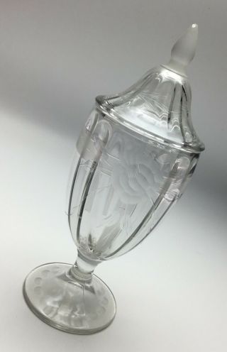 Crystal Candy Dish With Lid Etched And Cut Roses