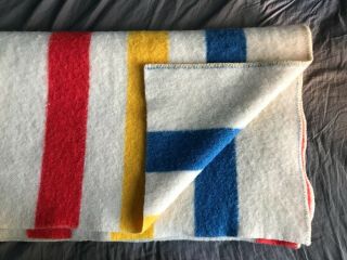 Vintage Hudson Bay Style Striped Wool Blanket 69 