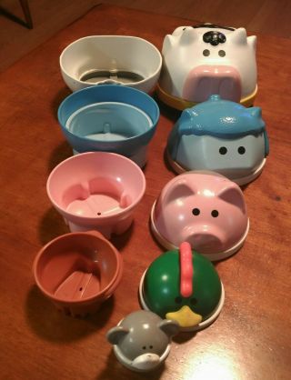 Vintage 80s Little Tikes Nesting Farm Animals Cow Sheep Pig Chicken And Mouse