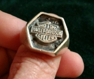 Vintage 925 Sterling Silver Harley Davidson Motor Cycles Ring Size 9