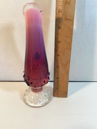 Vintage FENTON Art Glass Plum Rose Opalescent Hobnail 8 