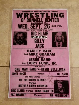 Vintage Wrestling Poster Ric Flair Vs Billy Jack " World Title Match "