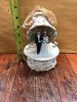 vintage 1940 ' - 1950s Wedding CAKE TOPPER Hand - painted Bisque.  Attic Find. 2