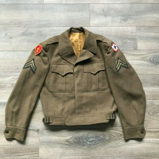 Vintage Ww2 Us Army 1945 Wool Field Jacket Field Art Corporal Sergeant 36s
