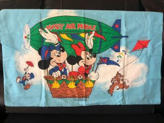 Vintage Walt Disney Mickey Minnie Mouse Pillowcase Hot Air Mobile Chip N 