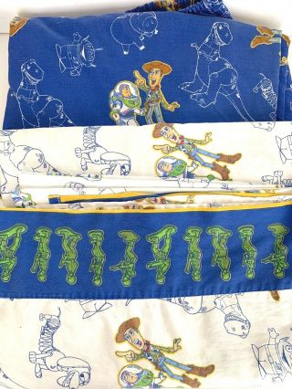 Vintage Toy Story Fitted & Flat Twin Bed Sheet Woody Buzz Lightyear Army Men Rex