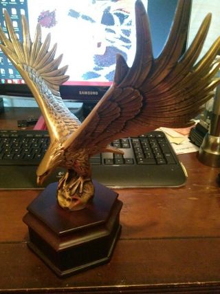 Vintage Eagle 1988 R.  S.  Owens Bronze / Brass Color Signed Award Trophie Statue