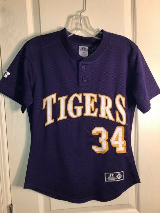 Vintage Lsu Tigers Baseball Jersey 34,  Russell Athletic,  Sewn,  Stitch Boys S