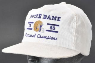 Vintage Notre Dame 1988 Football National Champion Corduroy Snapback Cap Hat Usa