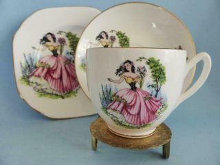 Dainty Miss Duchess Bone China Trio,  Vintage Floral Tea Cup,  Saucer,  Cake Plate