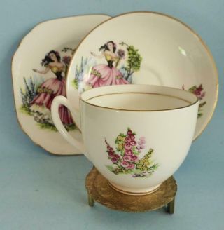 Dainty Miss Duchess Bone China Trio,  Vintage Floral Tea Cup,  Saucer,  Cake Plate 2