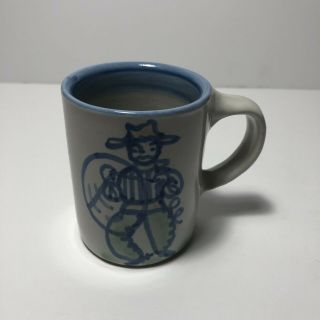 Vintage M.  A.  Hadley Cowboy Coffee Mug Tea Cup Pottery " Adios.  " 3.  75 " Tall