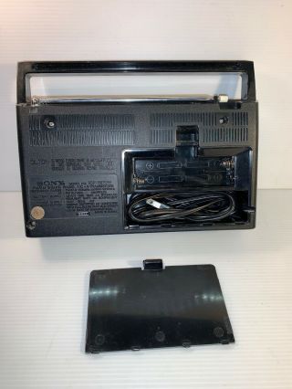 Vintage Sony AC Battery Sensitive AM/FM Portable Radio ICF - 7270W - 3
