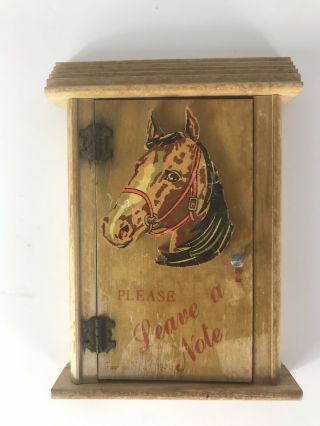 Vintage Horse Please Leave A Note Box / Key Holder Rustic Barn Farmhouse Decor