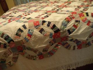 Vintage Double Wedding Ring Quilt Top 76 