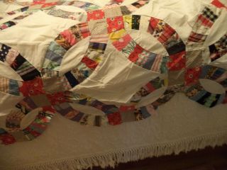 Vintage Double Wedding Ring Quilt Top 76 