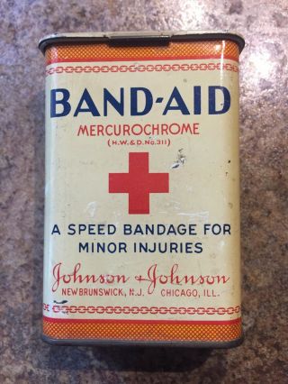 Vintage Band - Aid - Mercurochrome Tin Johnson & Johnson