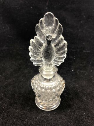 Vintage Clear Glass Crystal Perfume Bottle With Turkey Stopper