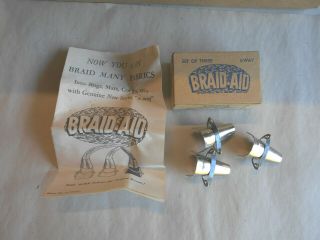 Vtg Braid - Aid Cones 3 - Way Rug Braiding Tools In Orig.  Box W/ Instructions Nmib
