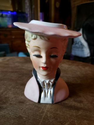 Vintage Lady Head Vase / Planter Unknown Maker Stamped A5120