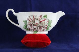 Vintage Johnson Brothers England Camellia Porcelain Gravy Boat Pink And Green