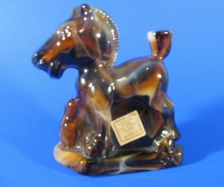 Vintage Imperial Caramel Slag Glass Horse Pony Stallion With Labels Ex