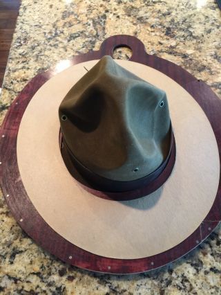 Vintage Boy Scout Masters Stetson Hat & Hat Board Sz 7 Perfect Oval